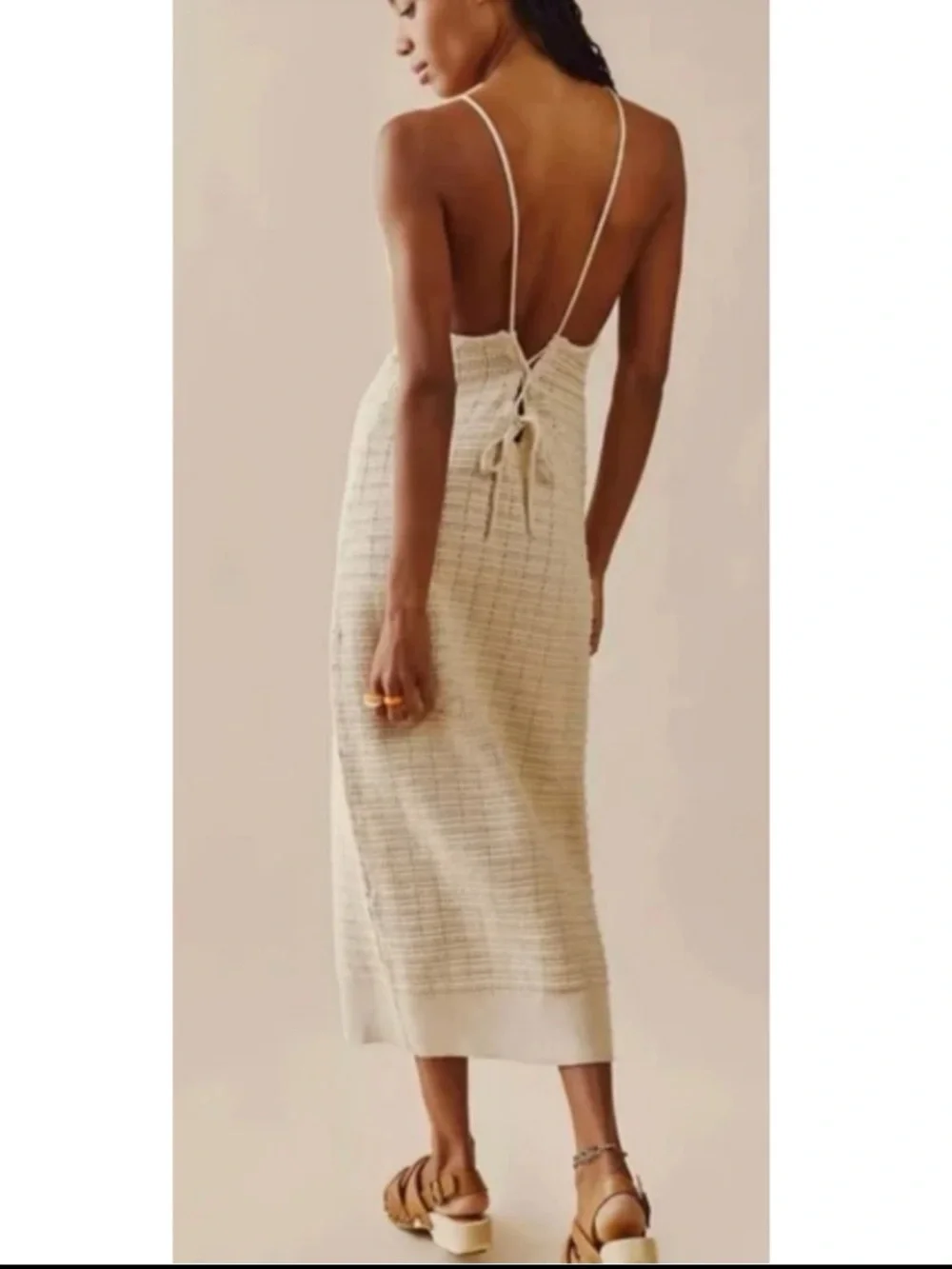 NWT Free People Breach Mallorca Fauxchet Sweater Knit MIDI Dress Size Large Z402